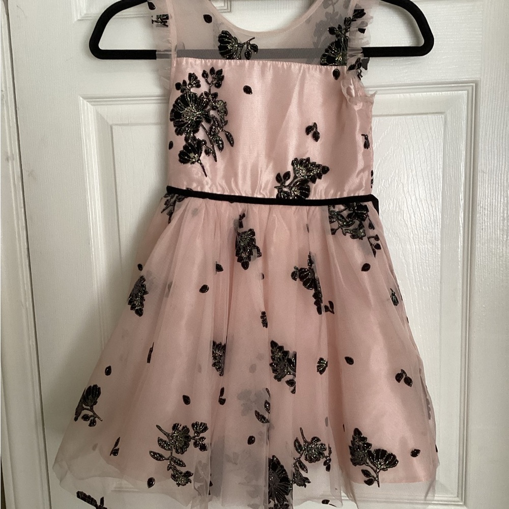 Zunie Pink and Black Floral Kids Formal Dress